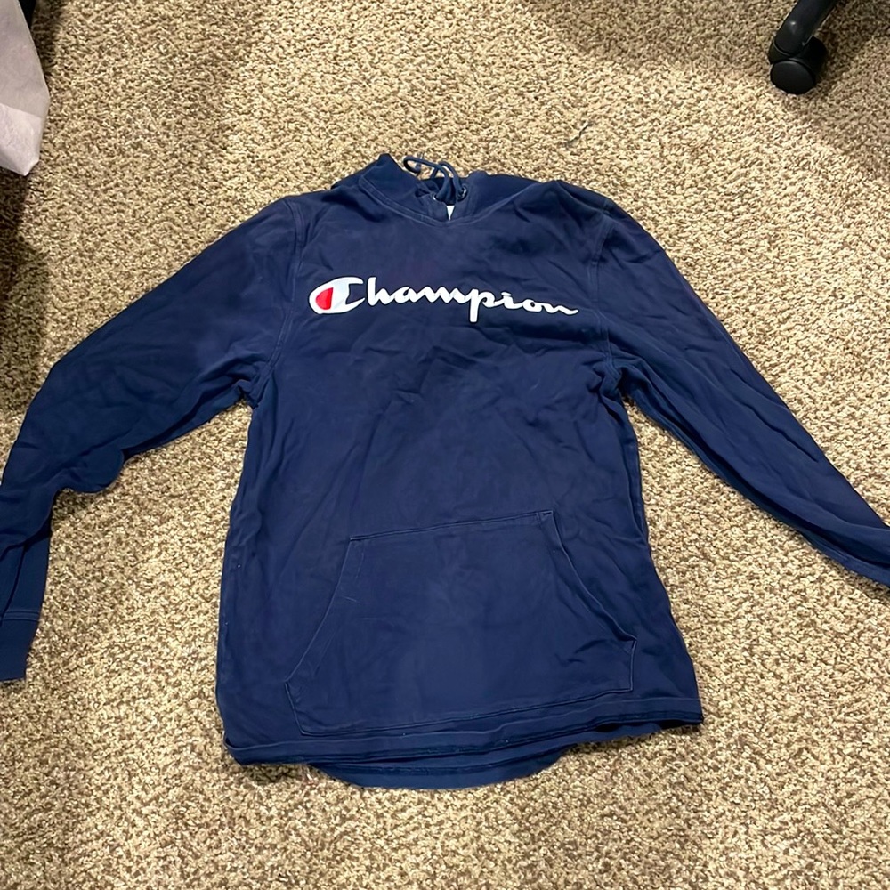 Navy Champion Hoodie (size:small)